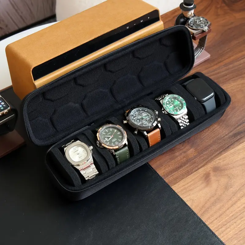 Watch Storage Organizer Box, Watch Travel Case, Hardshell Travel Case for Men's and Women's Watches, Handbag Organizer