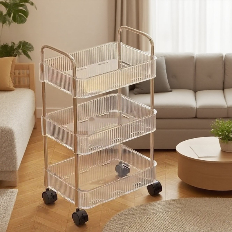 Clear Rack Clear Acrylic Storage Rack, Mobile Cart, Living Room Shelf | Inspire Uplift