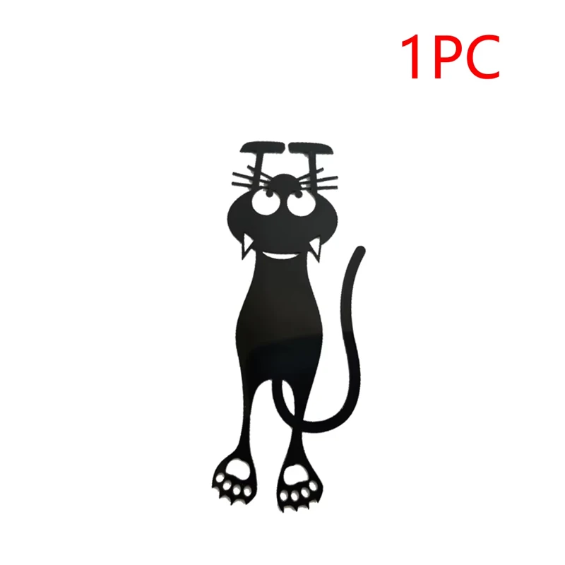Kawaii Black Cat Bookmarks, Plastic Animal Bookmark for Creative Stationery Gifts