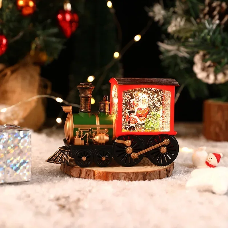 Merry Christmas Crystal Ball LED Lights Santa Claus Train Xmas Decoration for Home and Party Gift
