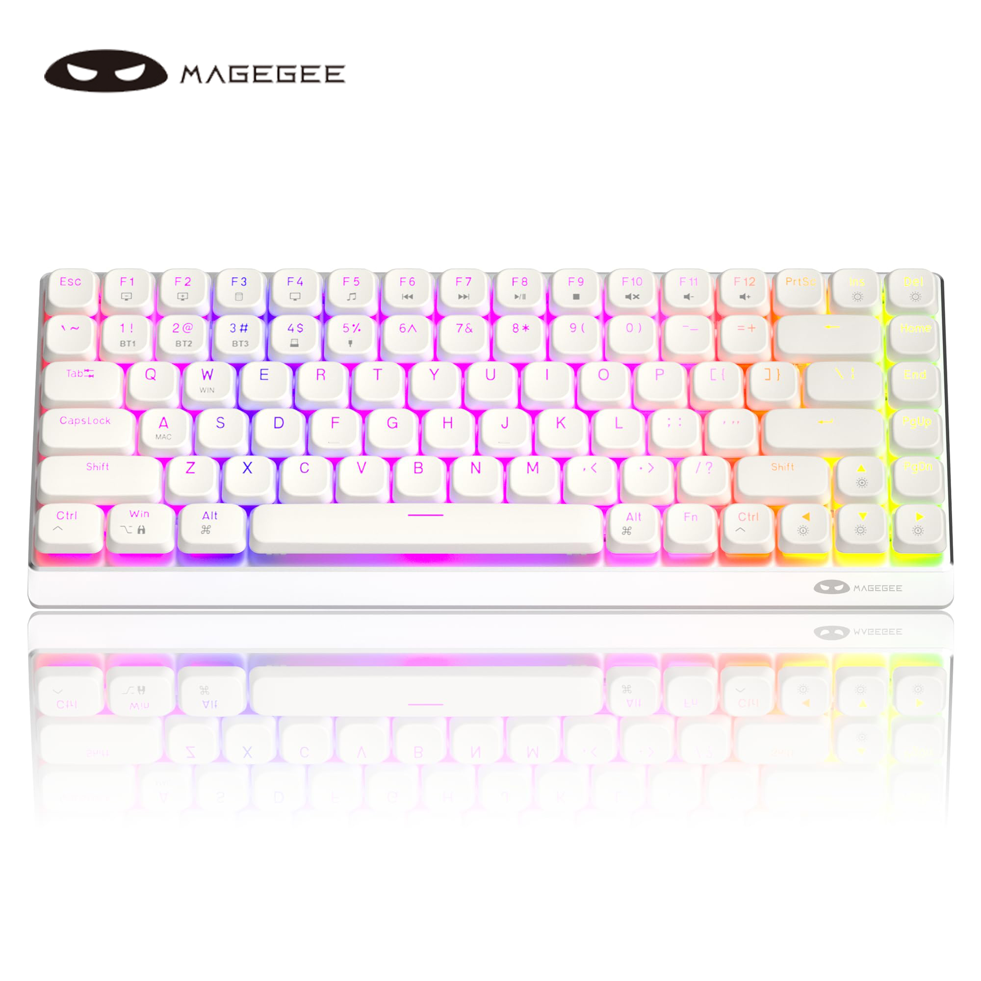 Wireless RGB Mechanical Keyboard,Bluetooth, USB-C Wired, Office White, Triple Mode for PC Laptop