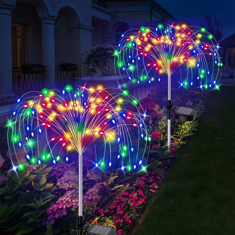 Waterproof LED Solar Garden Lights, Outdoor Solar Power Fairy Firework Lights for Yard, Patio, Pathway, Lawn Decorations