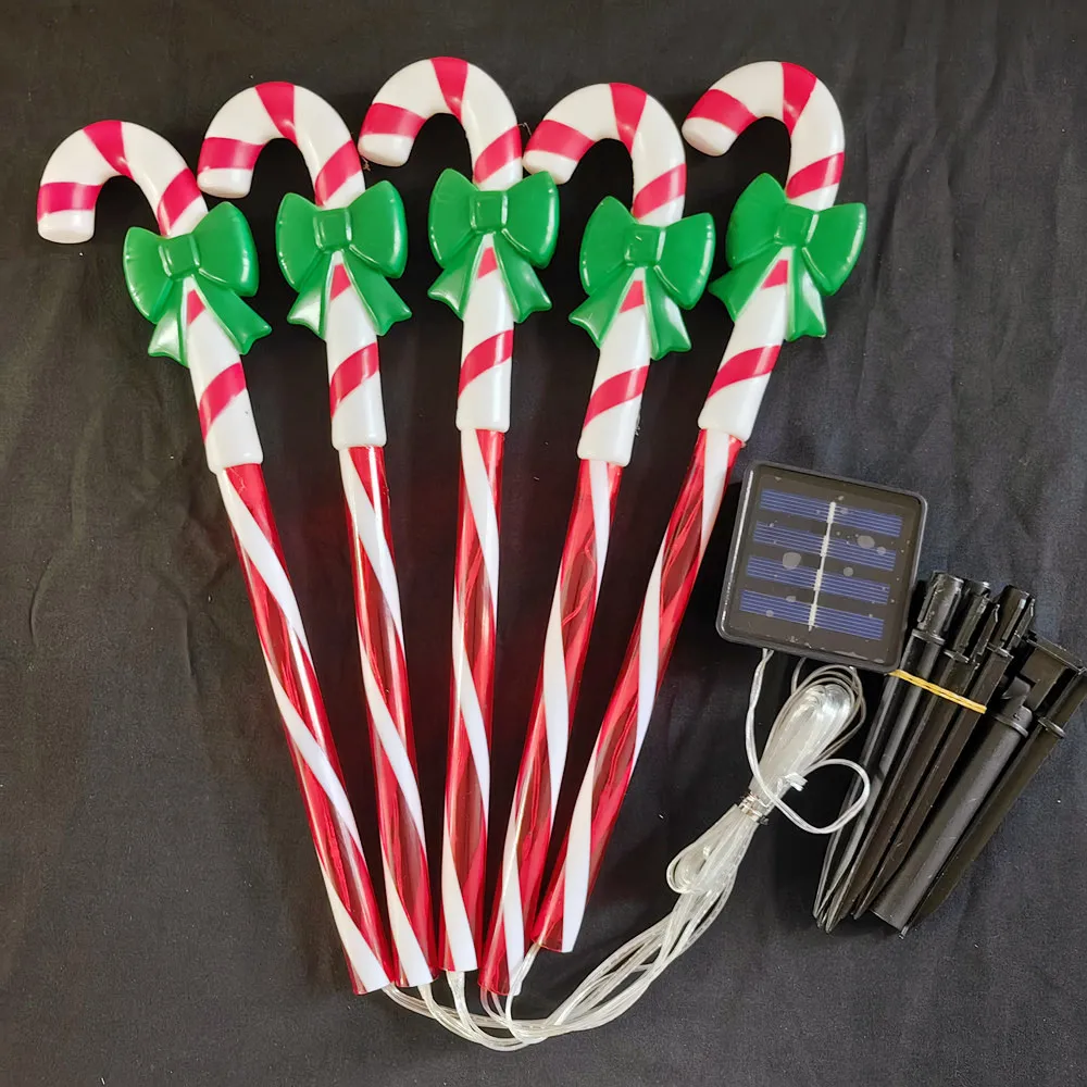 Solar Christmas Candy Cane Lights, Waterproof Pathway Decoration for Yard