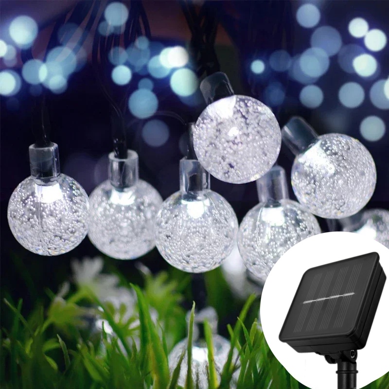 Solar Crystal Ball LED Light String, Outdoor Waterproof LED, Holiday Garden Decor