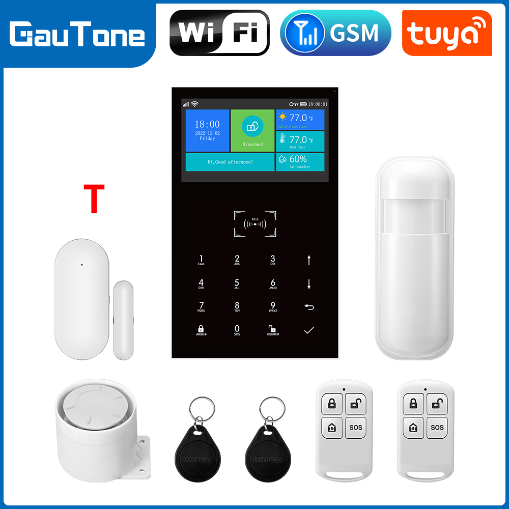 Wifi GSM Alarm System for Home, Touchscreen, Tuya Smart App Control, Temperature Display