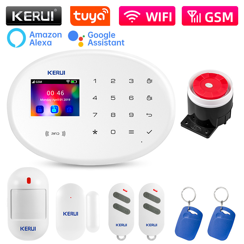 WIFI GSM Alarm System Kit, Motion Detector, Tuya Smart Remote Control, Door Sensor for Home Security and Protection