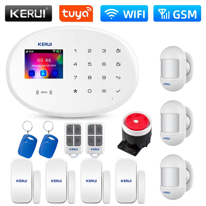 WIFI GSM Home Security Protection Alarm System Kit , Tuya Smart, Alexa Support, Motion Detector