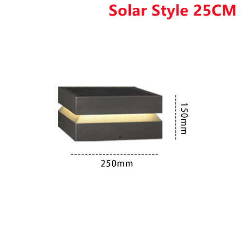 Waterproof Garden LED Lawn Lamp, Square Solar Street Light for Outdoor Courtyard, Pillar Chapiter Fence Post Decoration