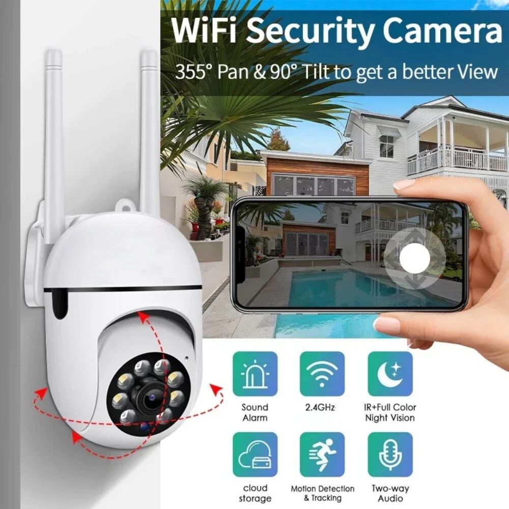 Wireless Security Camera, Outdoor Wifi IP Camera with Zoom, AI Human Tracking, Two-way Audio