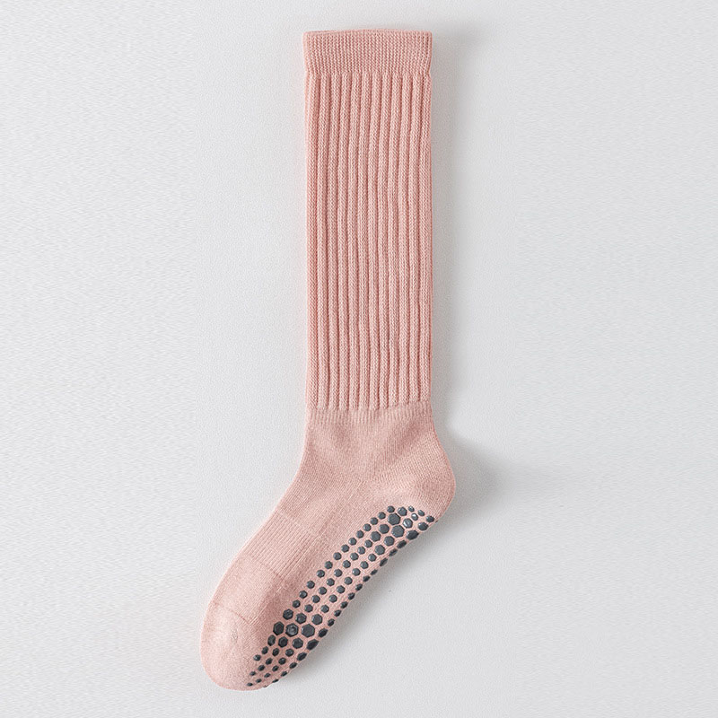 Silicone Terry Non-slip Yoga Socks Cotton Dot, Pilates Grip, Women Knee-high Slouch Socks for Improved Balance