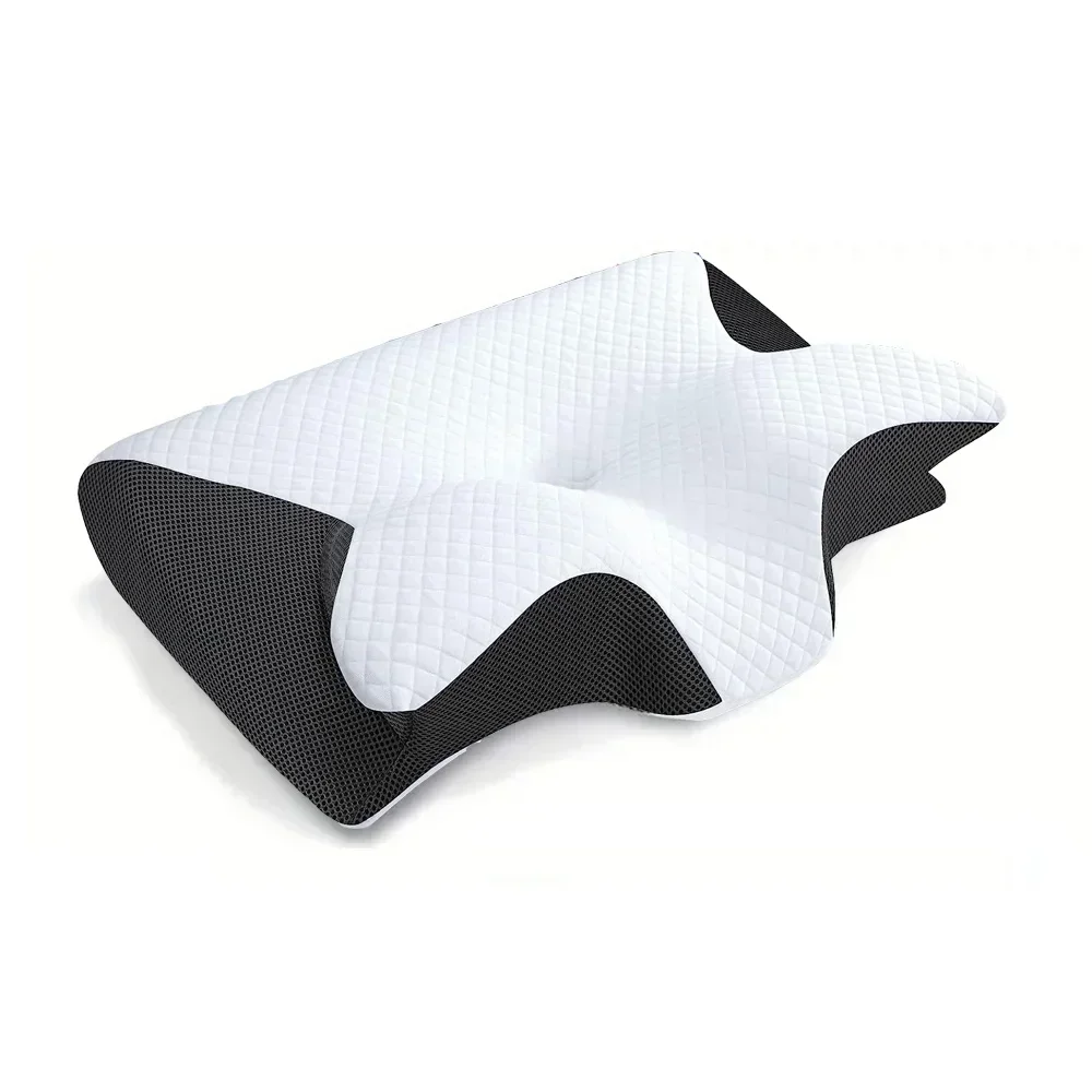 Memory Foam Neck Pillow, Sleep Memory Pillow, Contoured Butterfly Pillow for Neck Pain Relief