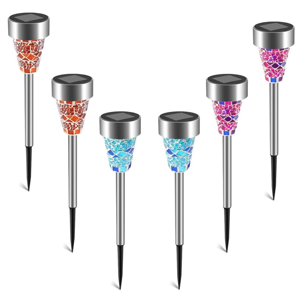 LED Solar Power Garden Path Lights, Outdoor Landscape Pathway Lights, Yard Mosaic Solar Light