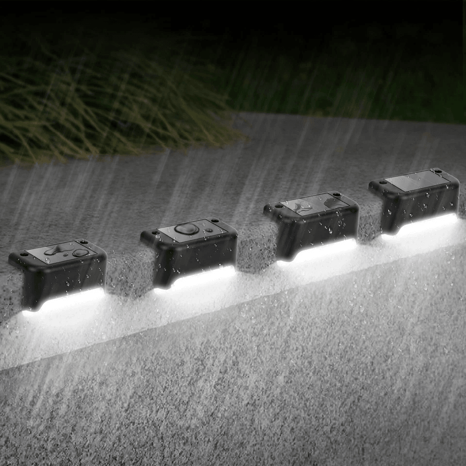 Solar LED Step Lights Outdoor, Pathway Garden Deck Lighting, Waterproof Fence Lamps