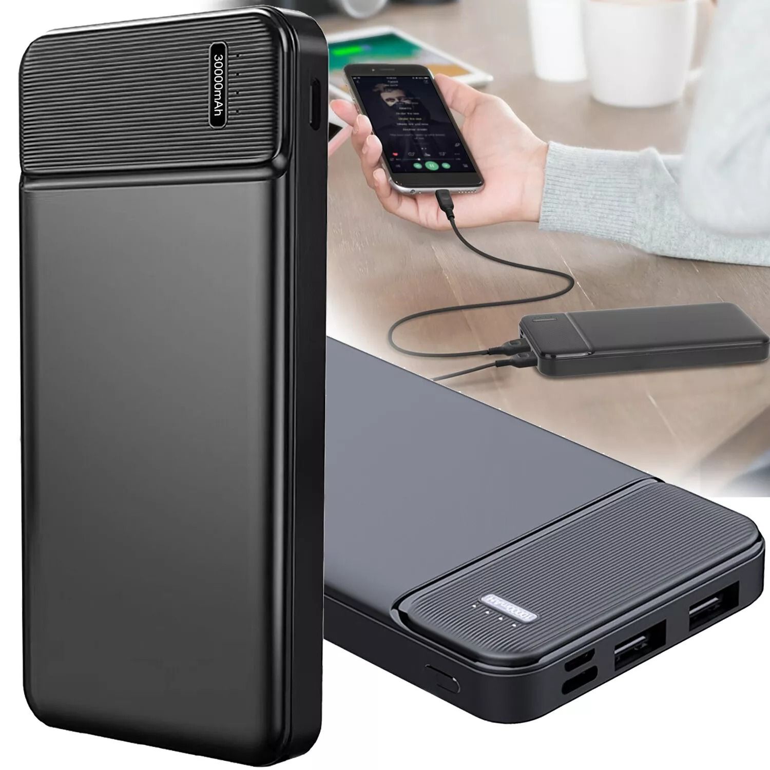 External Battery Pack Charger, Portable Power Bank for Cell Phone, Fast Charging, Ideal for Travel, Dual USB Output