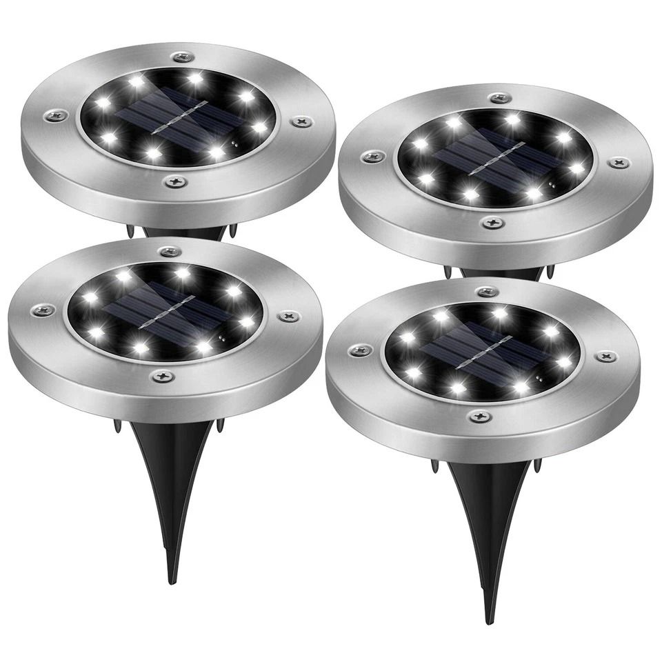 Solar Powered Ground Lights, LED Solar Disk Lights, Waterproof Outdoor Pathway Lamps for Garden Decor