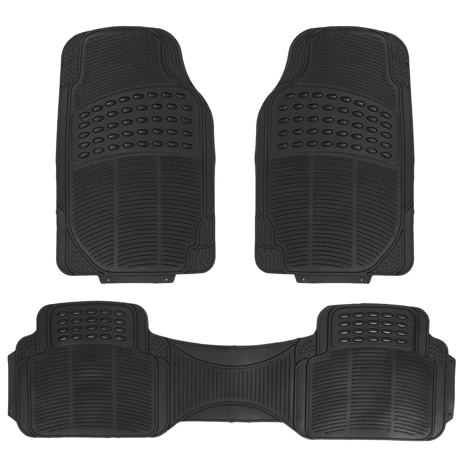Universal Fit Heavy Duty Car Rubber Floor Mats, All Weather Protection, Durable PVC, Anti-Slip, Trimmable for Custom