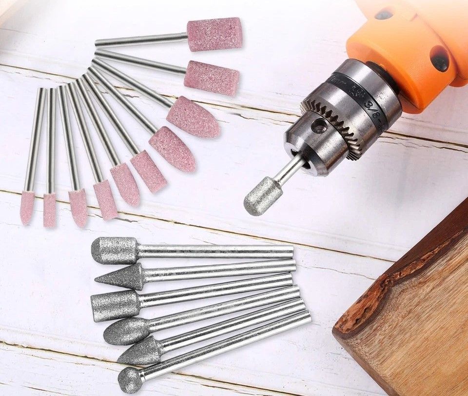 Diamond Rotary Tool Bit Set, Cutting, Grinding, Polishing, Carving for Tile, Glass, Stone, Metal, Dremel