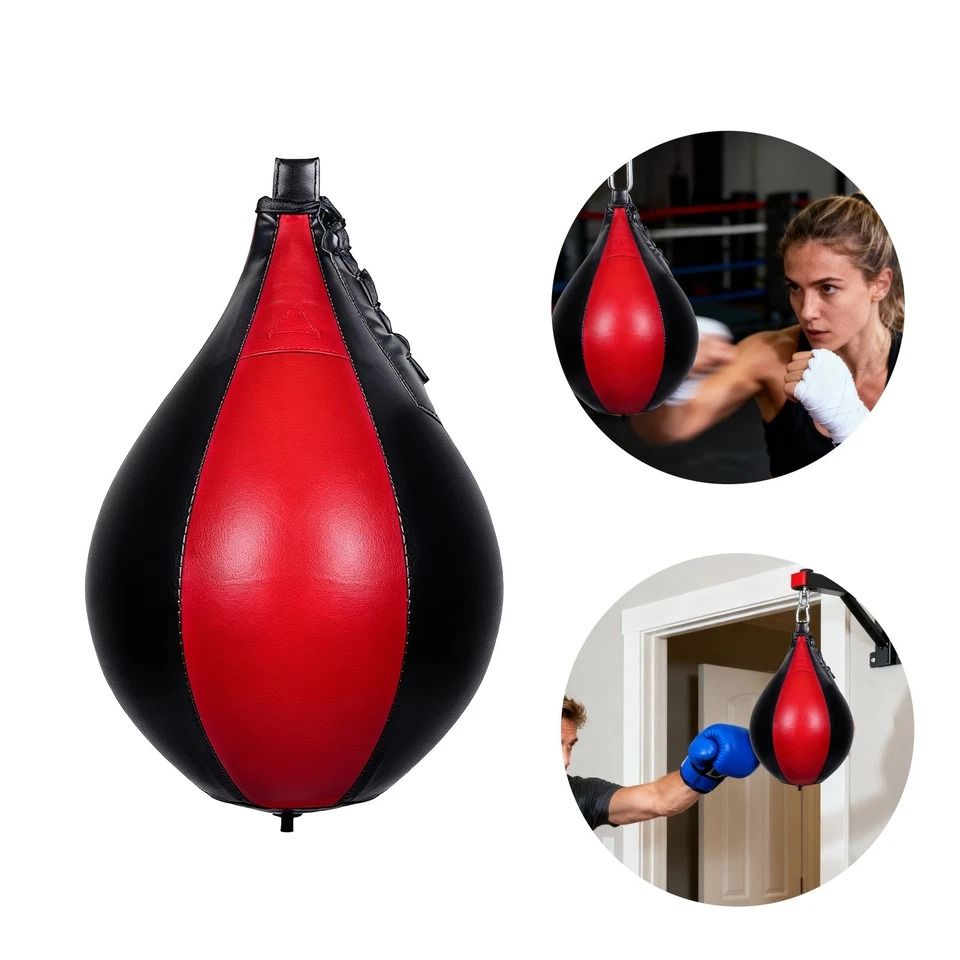PU Leather Boxing Speed Ball, Heavy-Duty Hanging Punch Bag for Kickboxing, MMA, Reflex Training & Gym Use