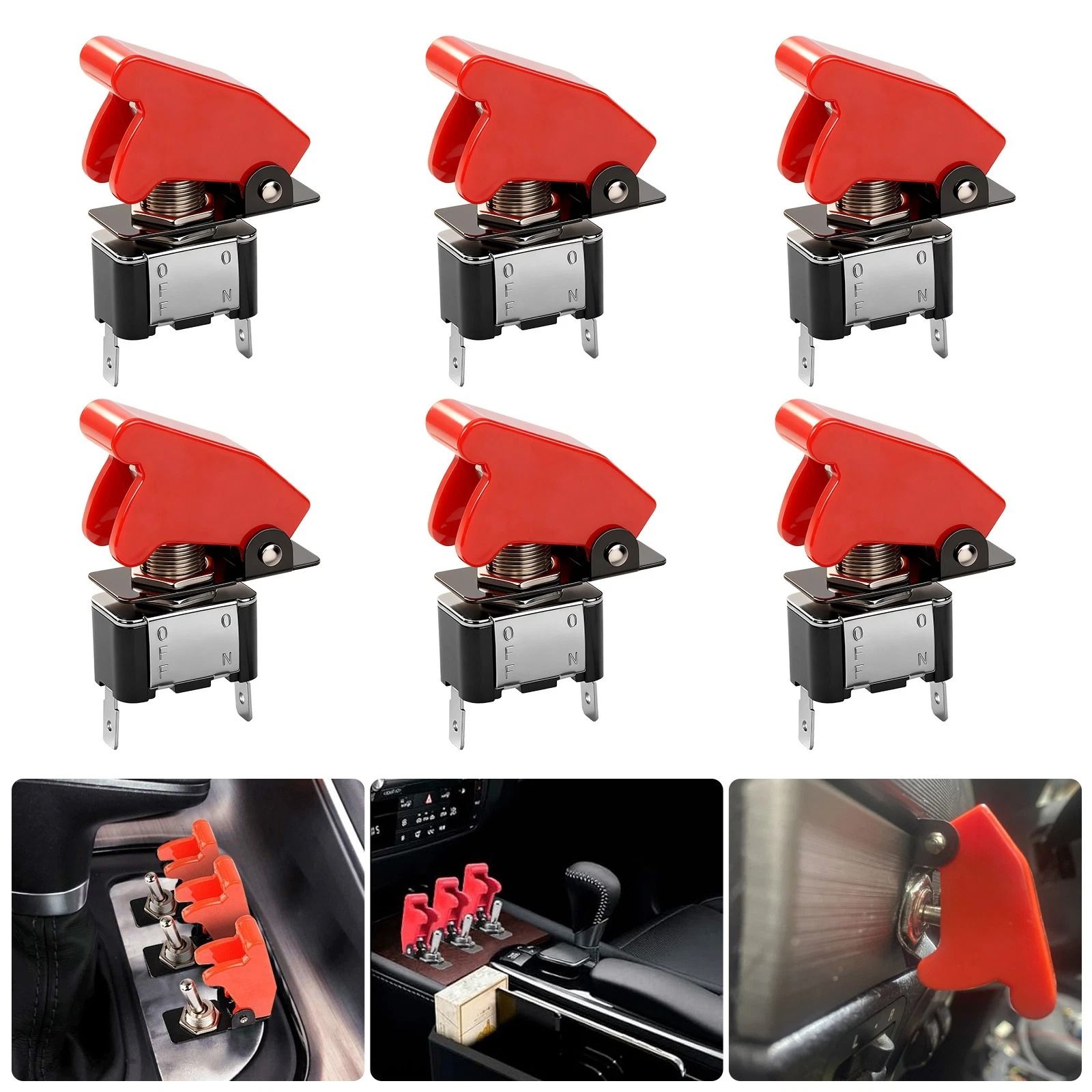 Toggle Switches with Red Safety Covers, Heavy Duty for Automotive, Marine & Industrial Use