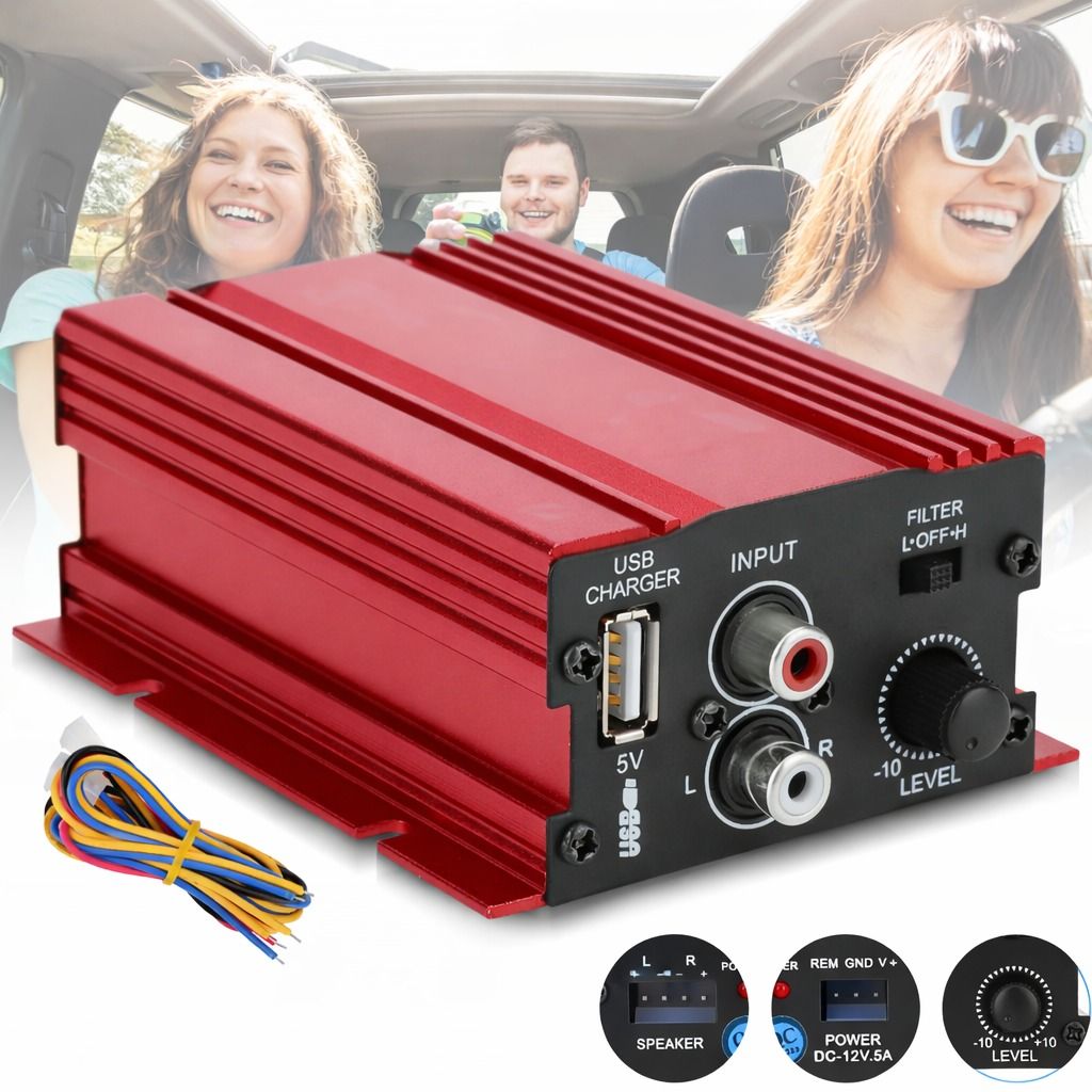 Powerful Channel Stereo Amplifier, HiFi Bass Amp, Car & Home Audio System for Motorcycle & Computer