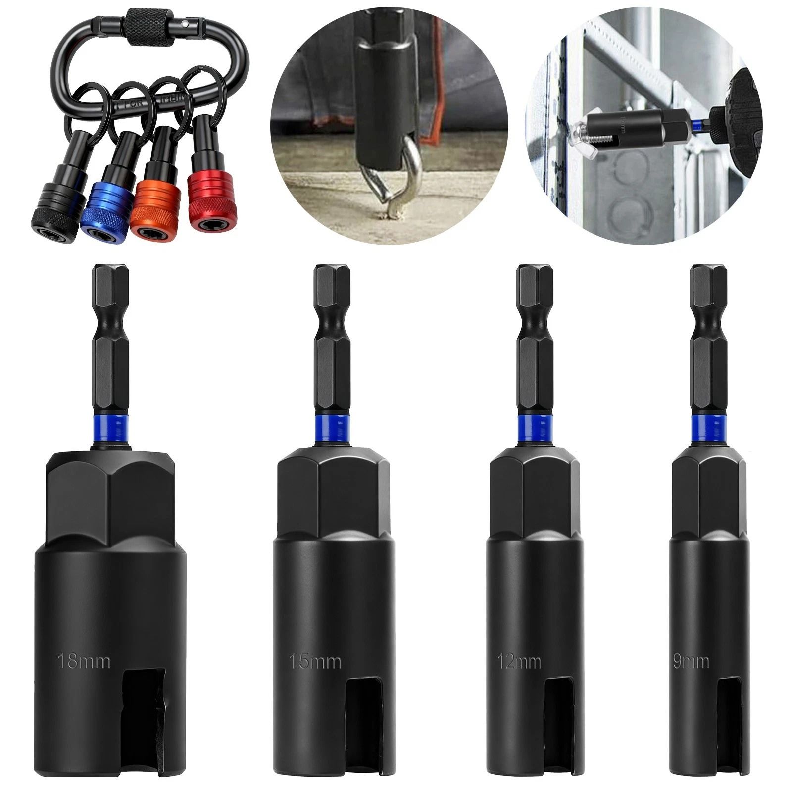 Wing Nut Driver with Keychain Holder, Quick Change Hex Shank for Drills, Bolts, and Eye Bolts