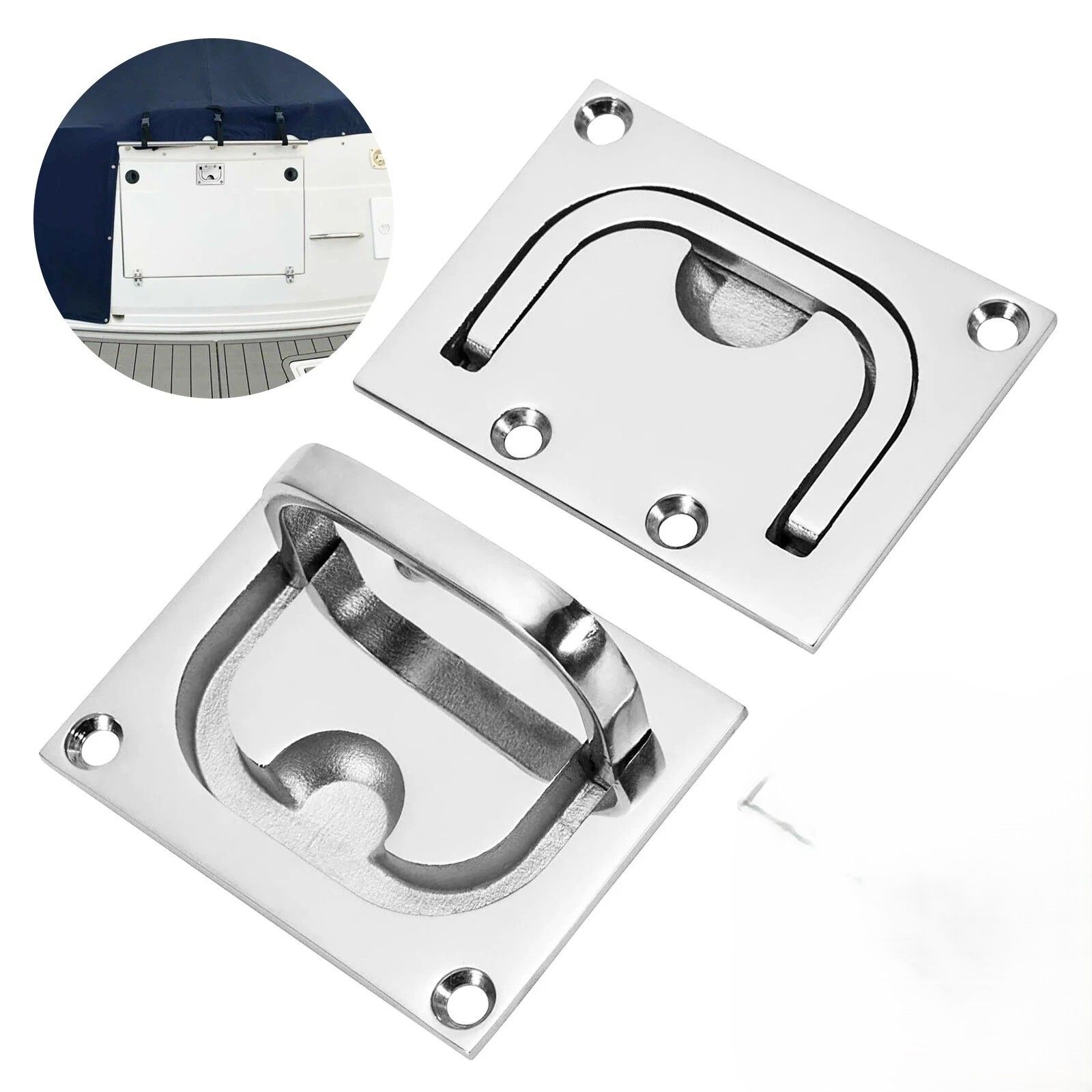 Marine Grade Stainless Steel Boat Flush Ring Lift Handle, Deck Hatch Pull Handle for Boat, Yacht, Car and More