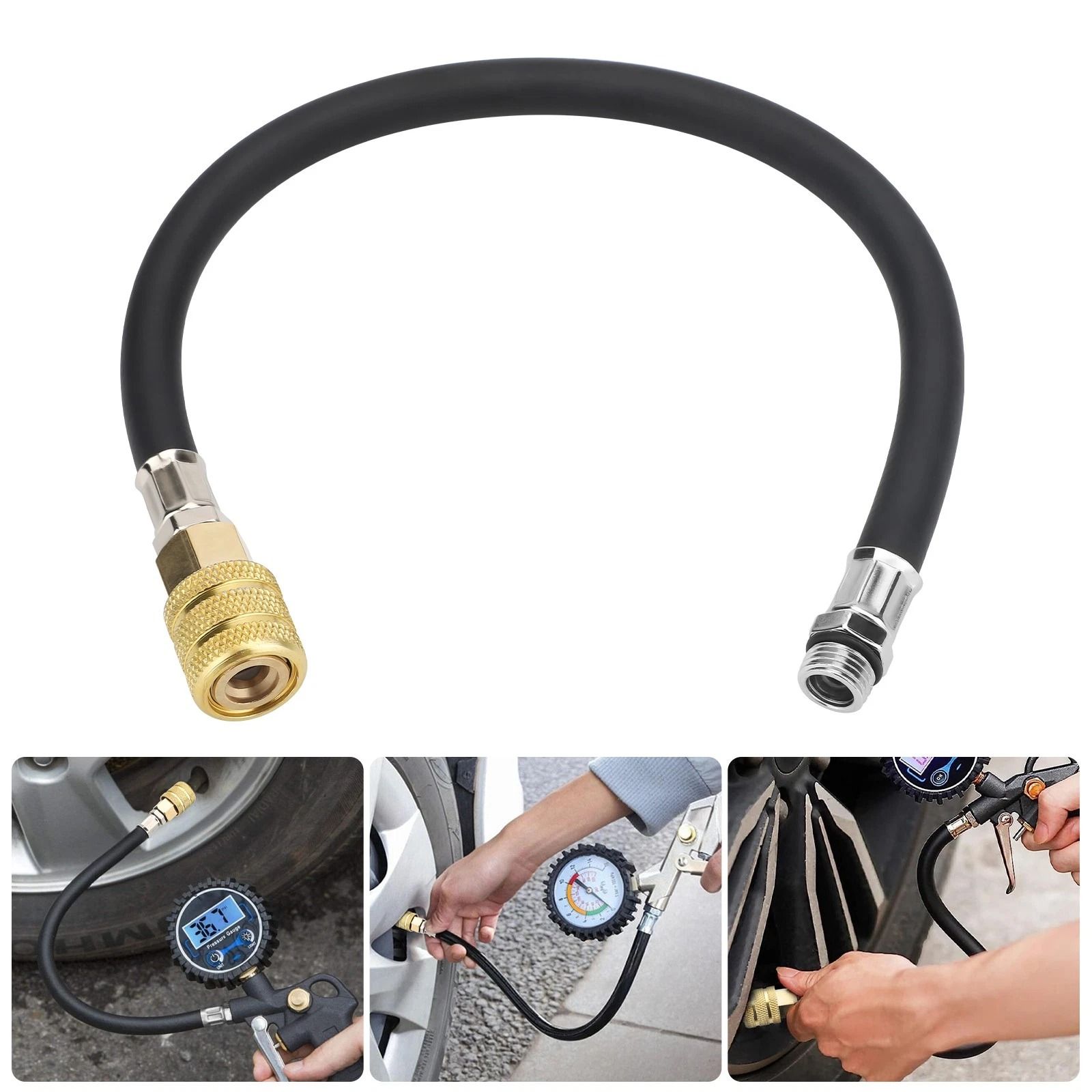 Tire Valve Extension Tube, Flexible Air Stem Hose, Dual Extender for RVs, Trucks, Trailers