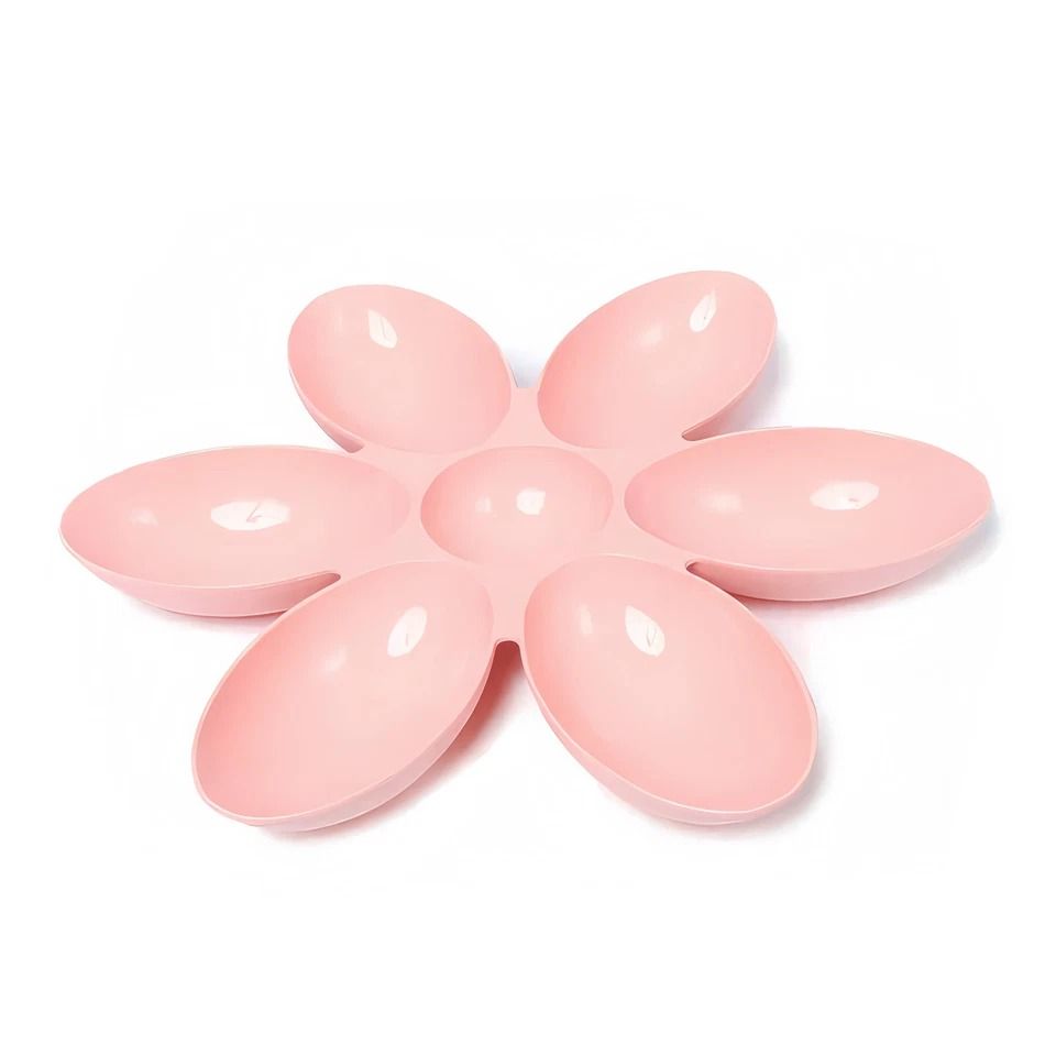Flower Design Pet Bowl for Cats and Small Dogs, Compartments, Portion Control, Easy Clean, Non-Toxic Plastic