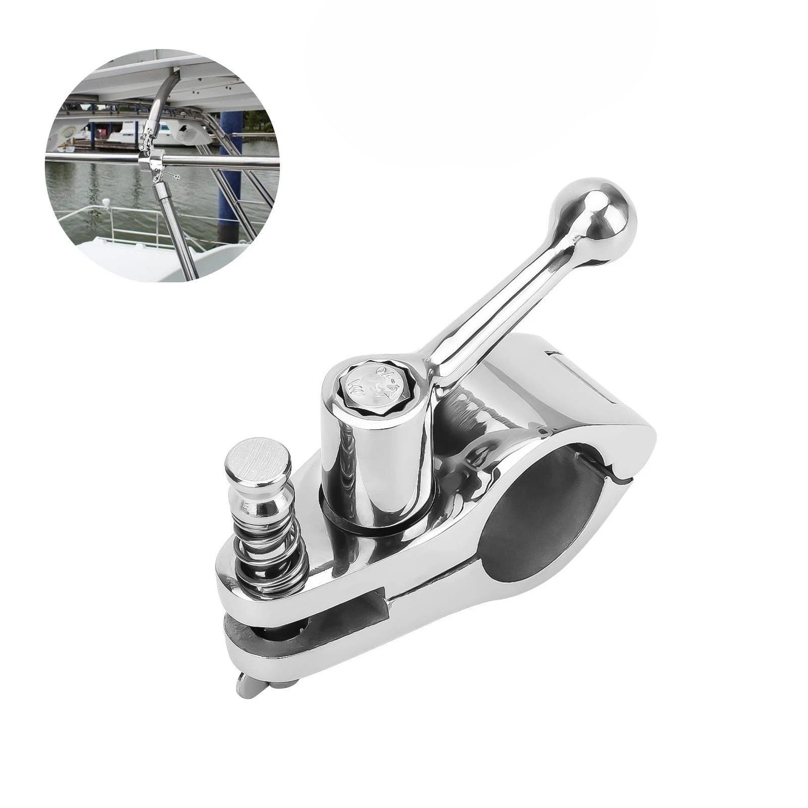 Stainless Steel Boat Bimini Top Hinge, Quick Release Swivel, Deck Top Fitting for Tubes, Marine Grade for Yachts