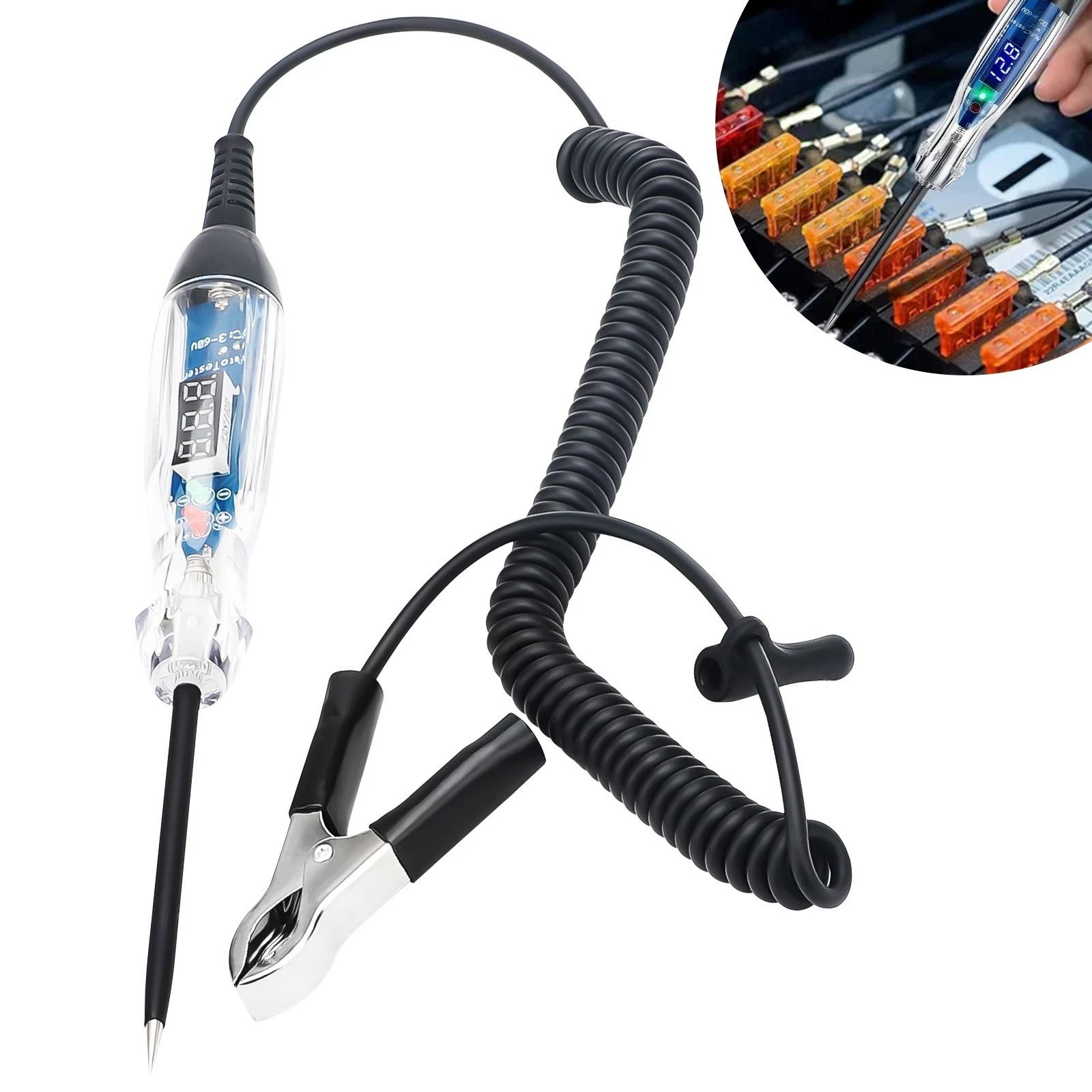 Car Electrical Tool, Automotive Digital Circuit Tester with LED Polarity Indication