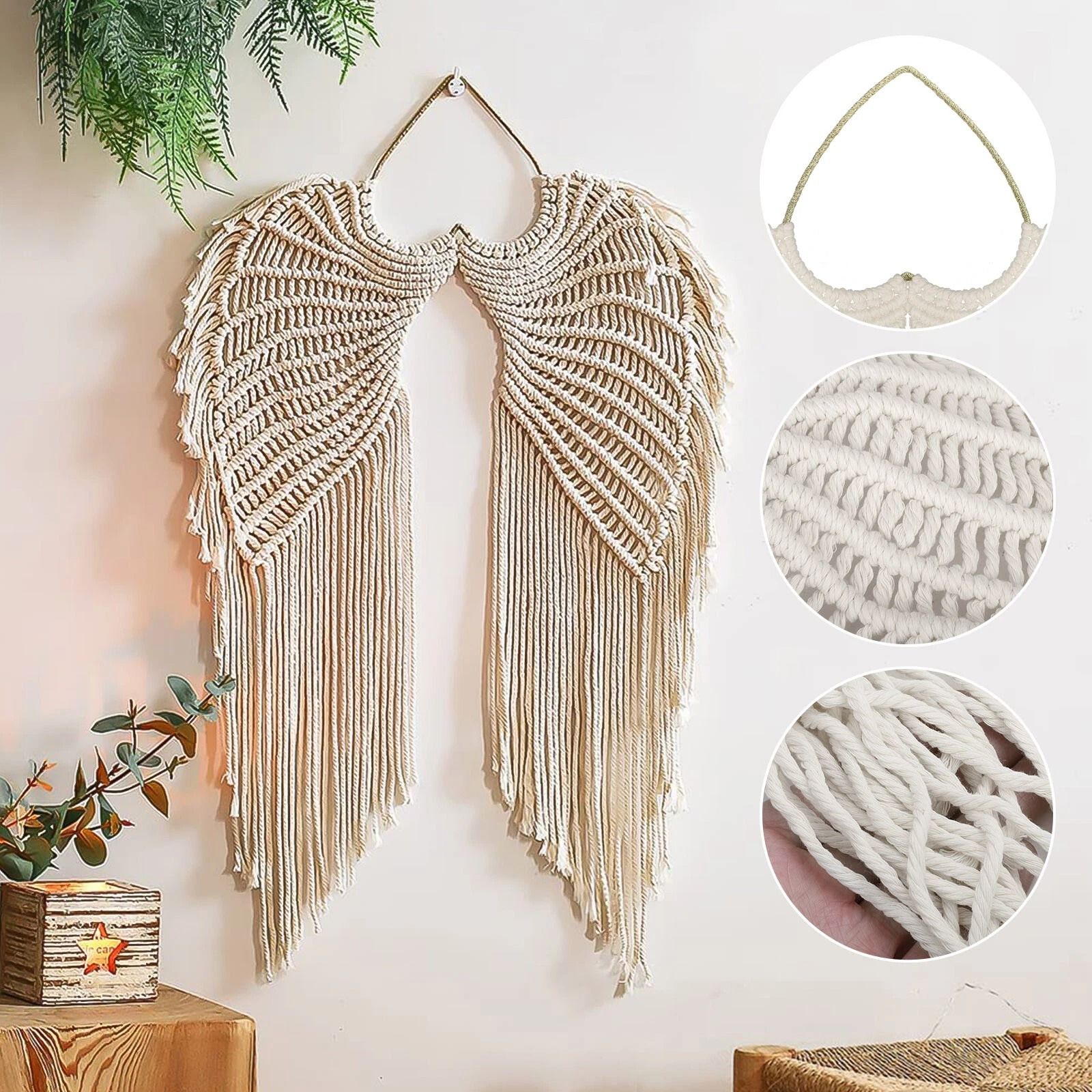 DIY Angel Wing Woven Tapestry, Macrame Boho Wall Hanging, Unique Home Decor, Boho Room Art, Perfect Gift for Loved Ones