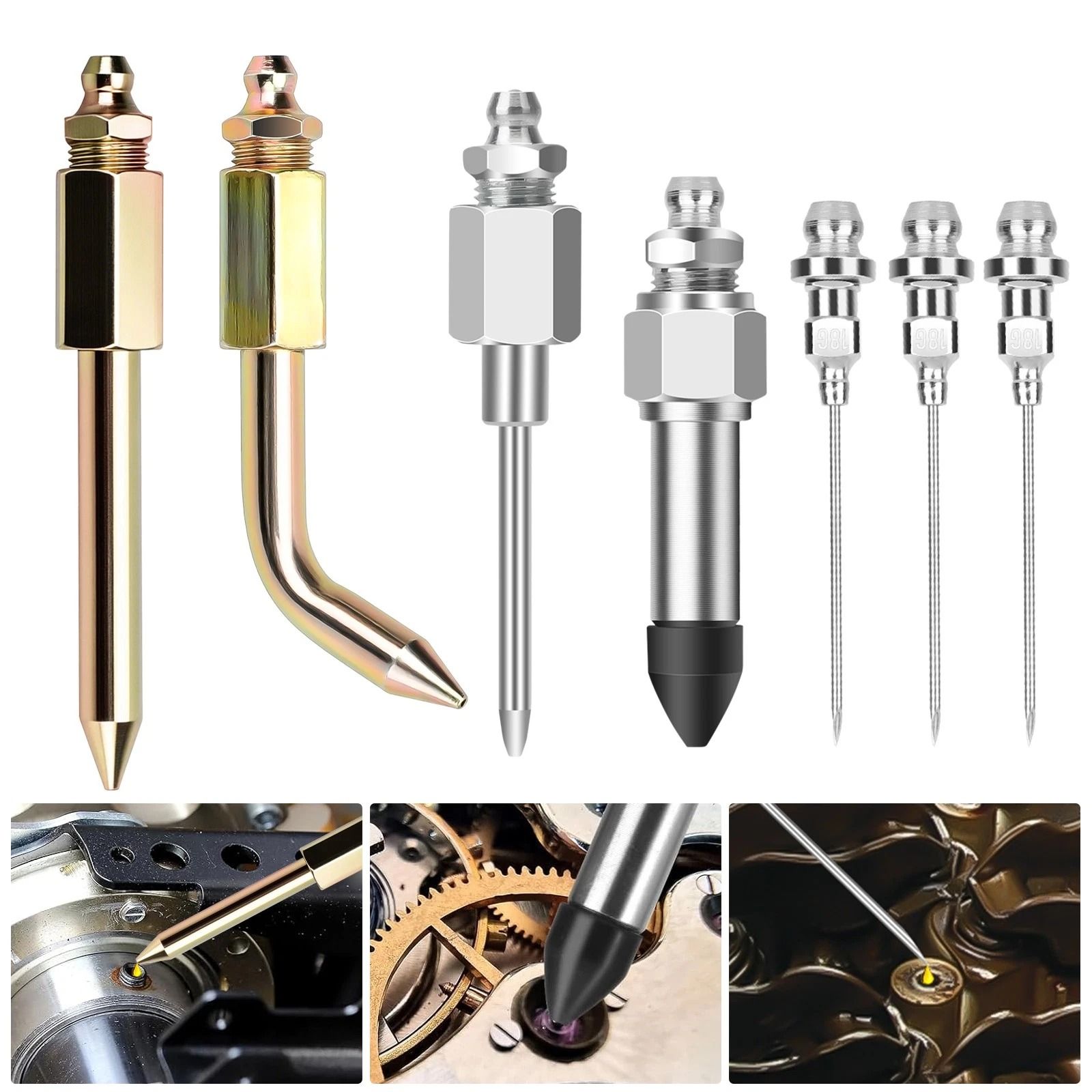 Grease Gun Accessory Kit, with Needle Nozzles, Rubber Tip, Dispenser, Adapters for Precision Lubrication