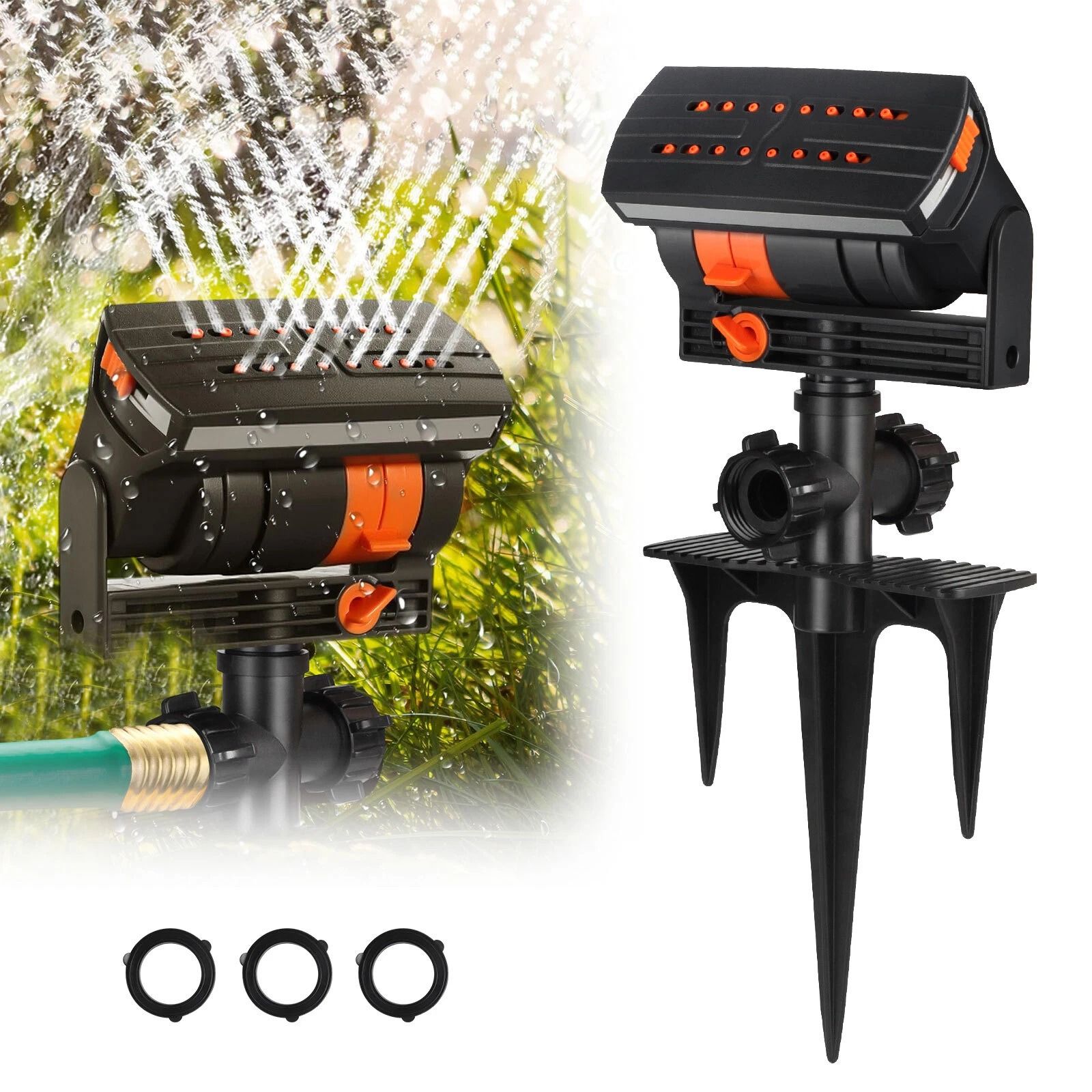 Auto Oscillating Spray Lawn Sprinkler, Adjustable Garden Watering System for Grass, Large Area Irrigation