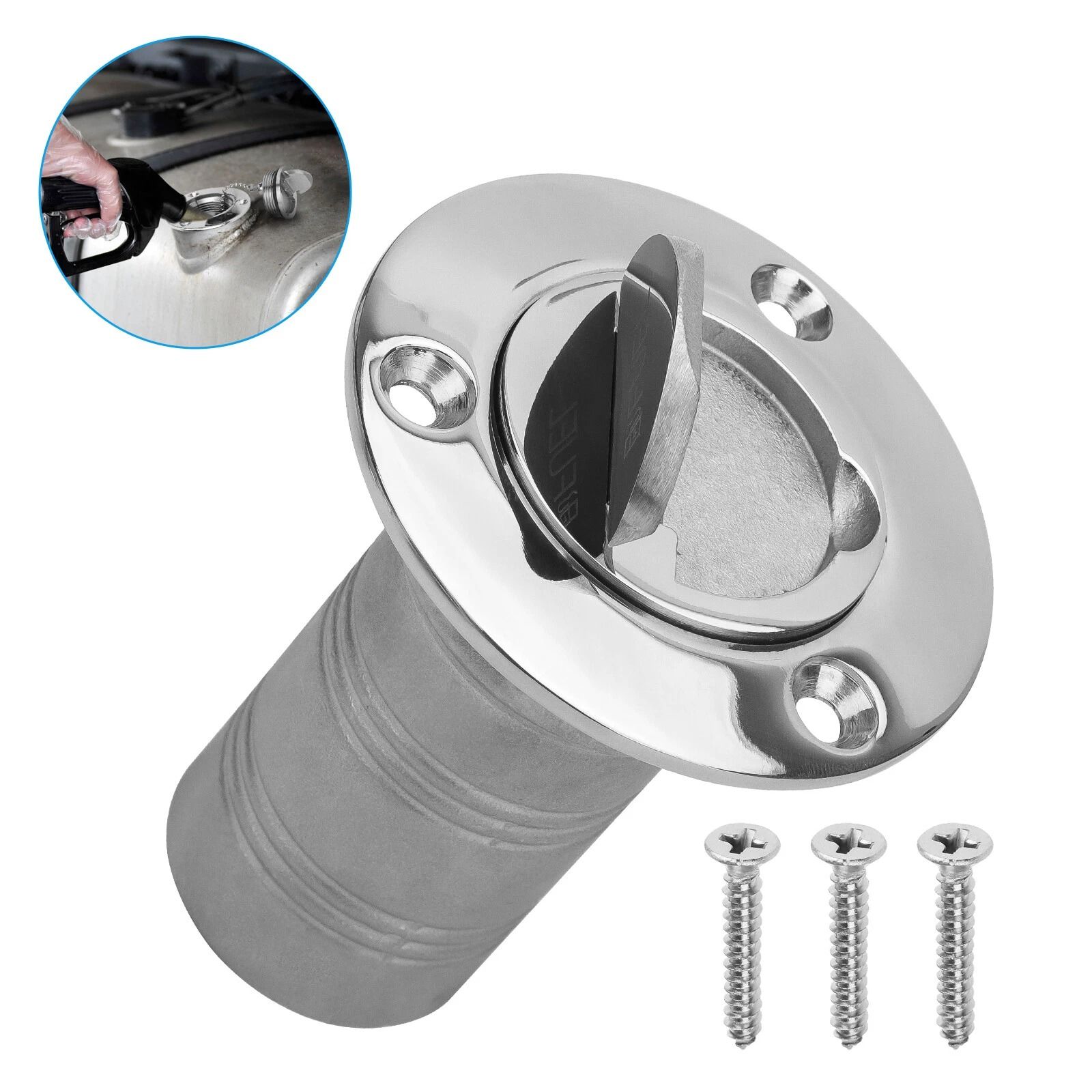 Keyless Cap Fuel Deck Filler, Stainless Steel Marine Hardware for Boats, Yachts, Fishing Vessels