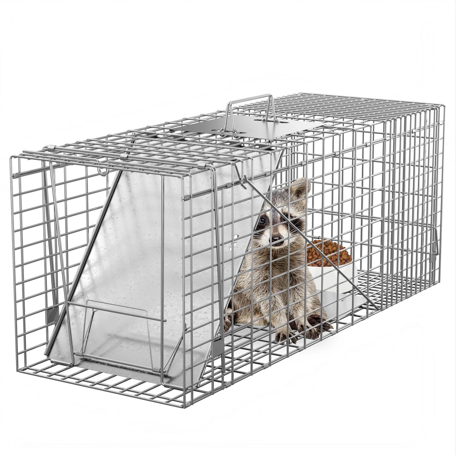 Humane Rodent Raccoon Cage, Live Animal Cage Trap with Iron Door, Safe for Squirrels, Rabbits, Skunks
