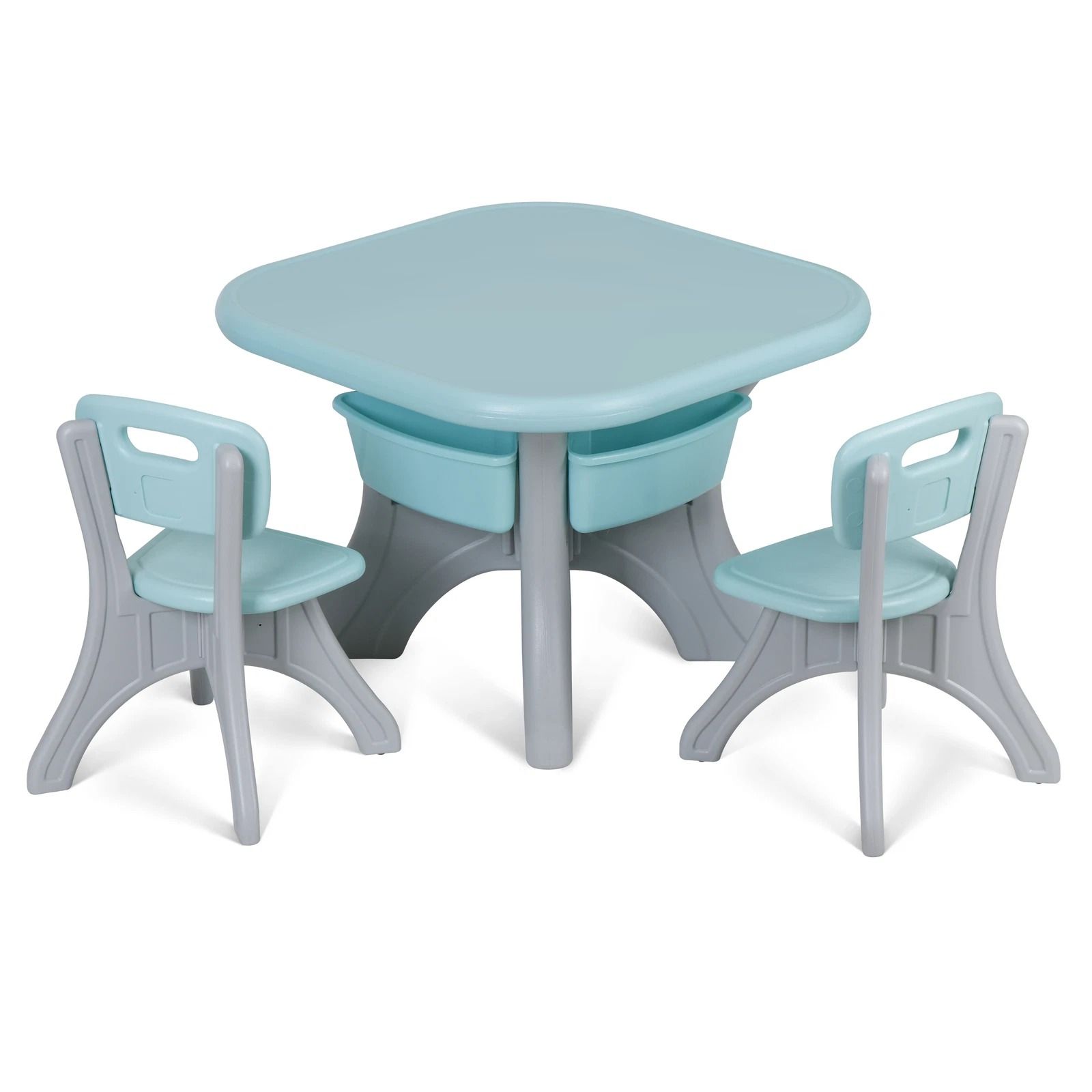 Kids Table and Chair Piece Toy Storage Bins, Toddler Table and Chairs for Children, Play Table Set with Storage