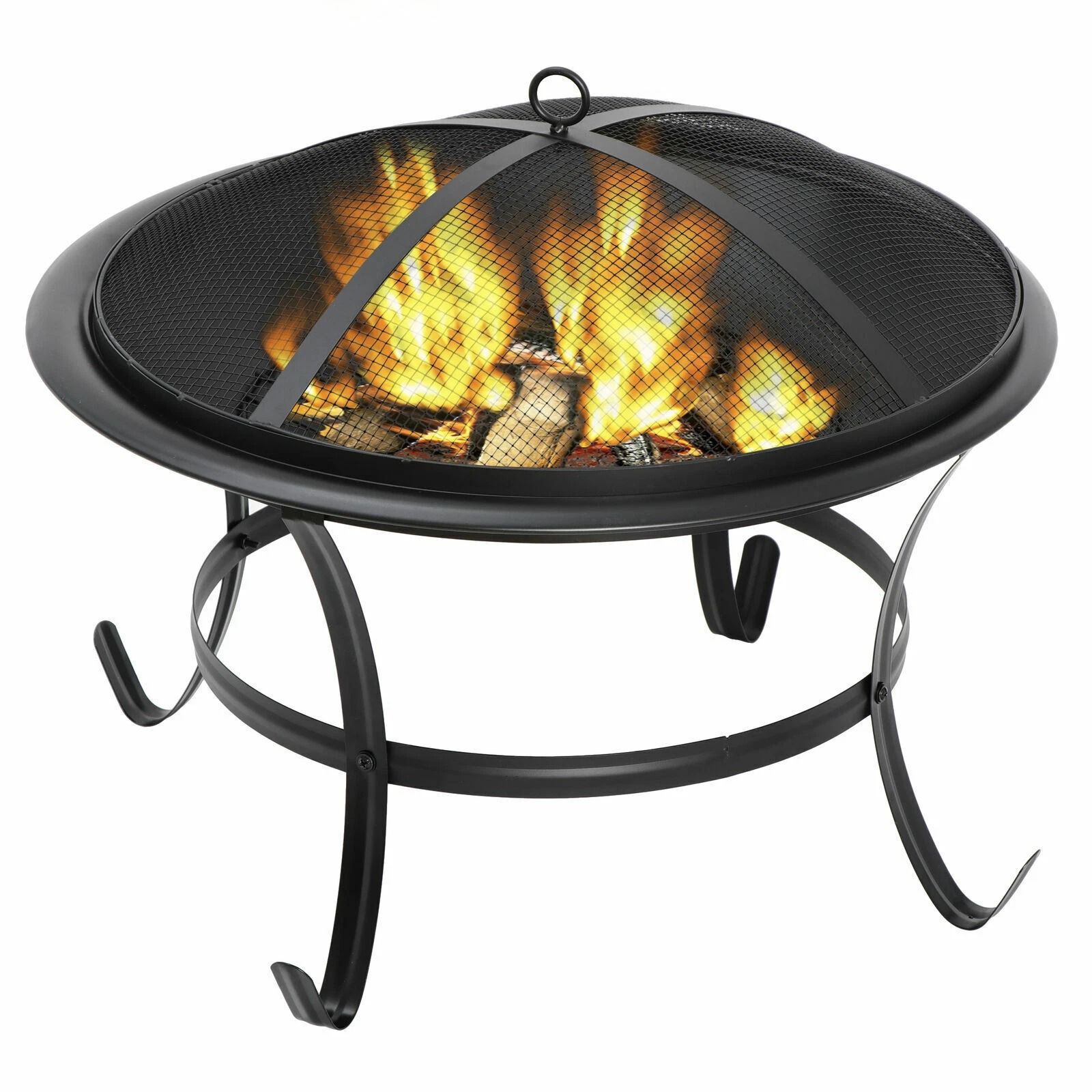 Outdoor Wood Burning Portable Fire Pit, BBQ Grill Firepit, Metal Bowl with Poker for Outdoor Fun and Chilly Nights