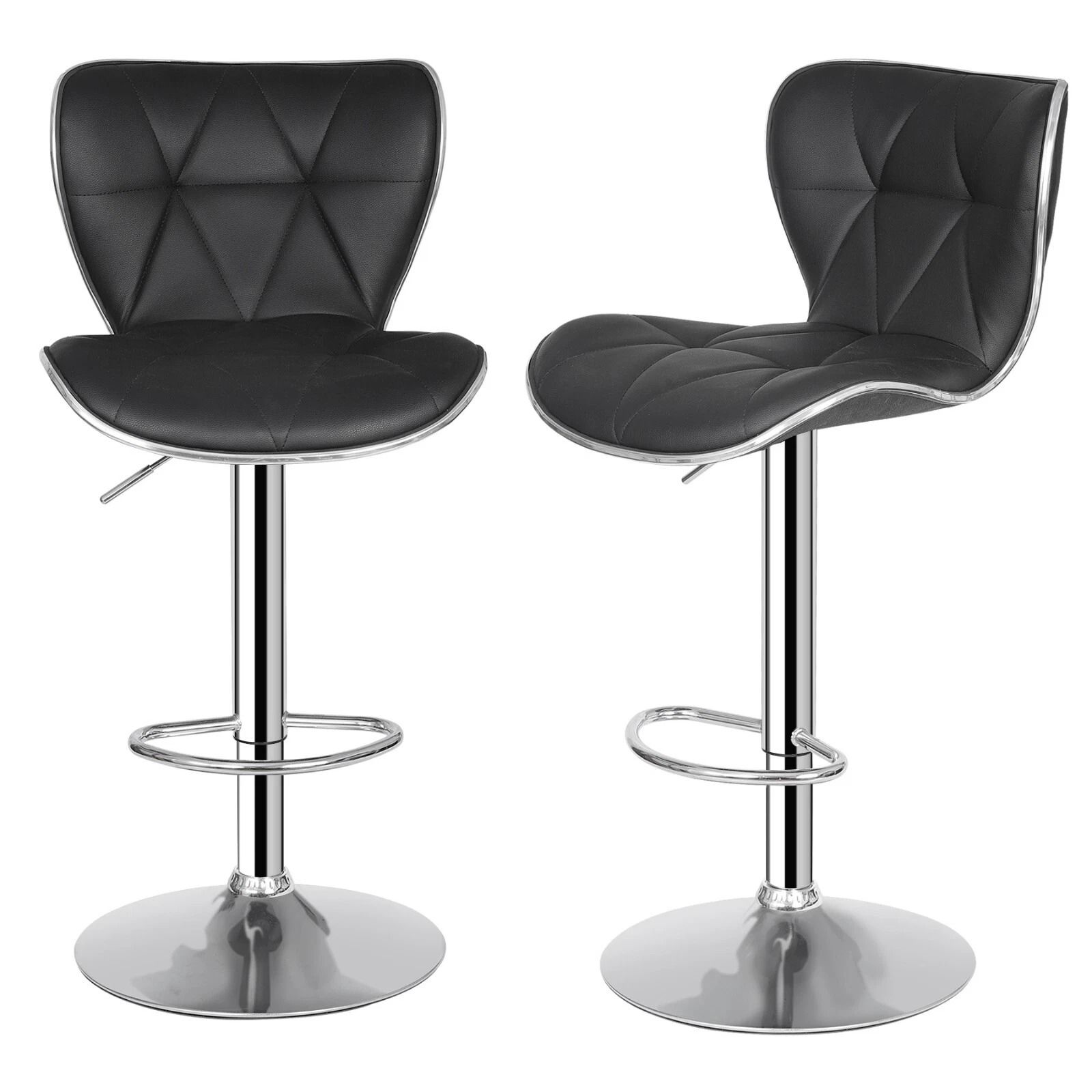 PU Leather Swivel Bar Stools, Adjustable Shell Back, Counter Height, Comfortable, High-Quality Steel Footrest