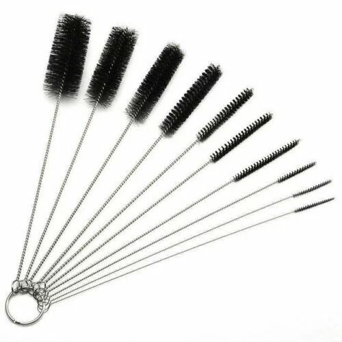 Nylon Straw Brushes, Cleaning Set for Bottles, Pipes, Small Tube Cleaner, Long Reach, Stainless Steel Brushes