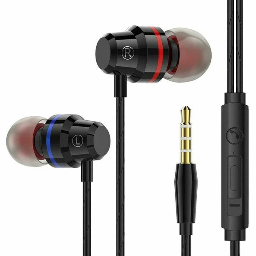 Wired HIFI Super Bass Headset, In-Ear Stereo Earbuds, High-Quality Sound, Built-In Mic, Volume Control for Tablets