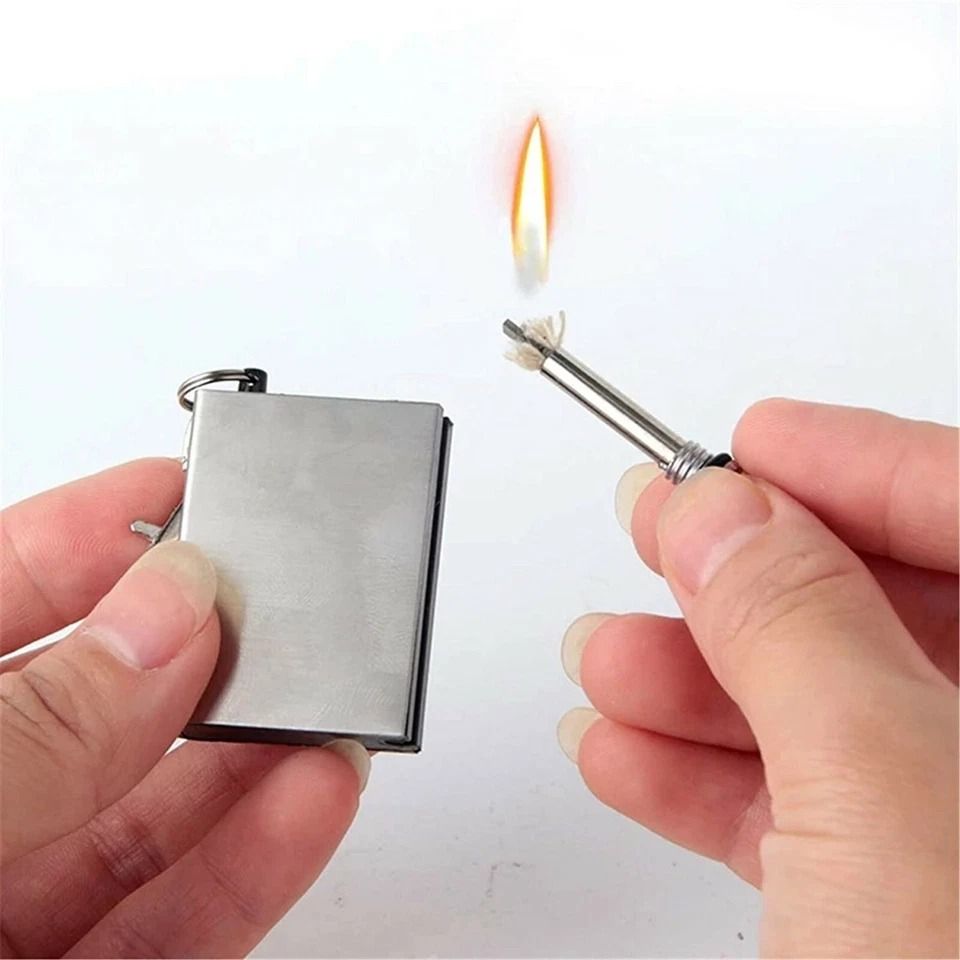 Waterproof Lighter Flint Magnesium Fire Starter, Emergency Refill for Survival, Camp Use, Compact and Reusable Tool