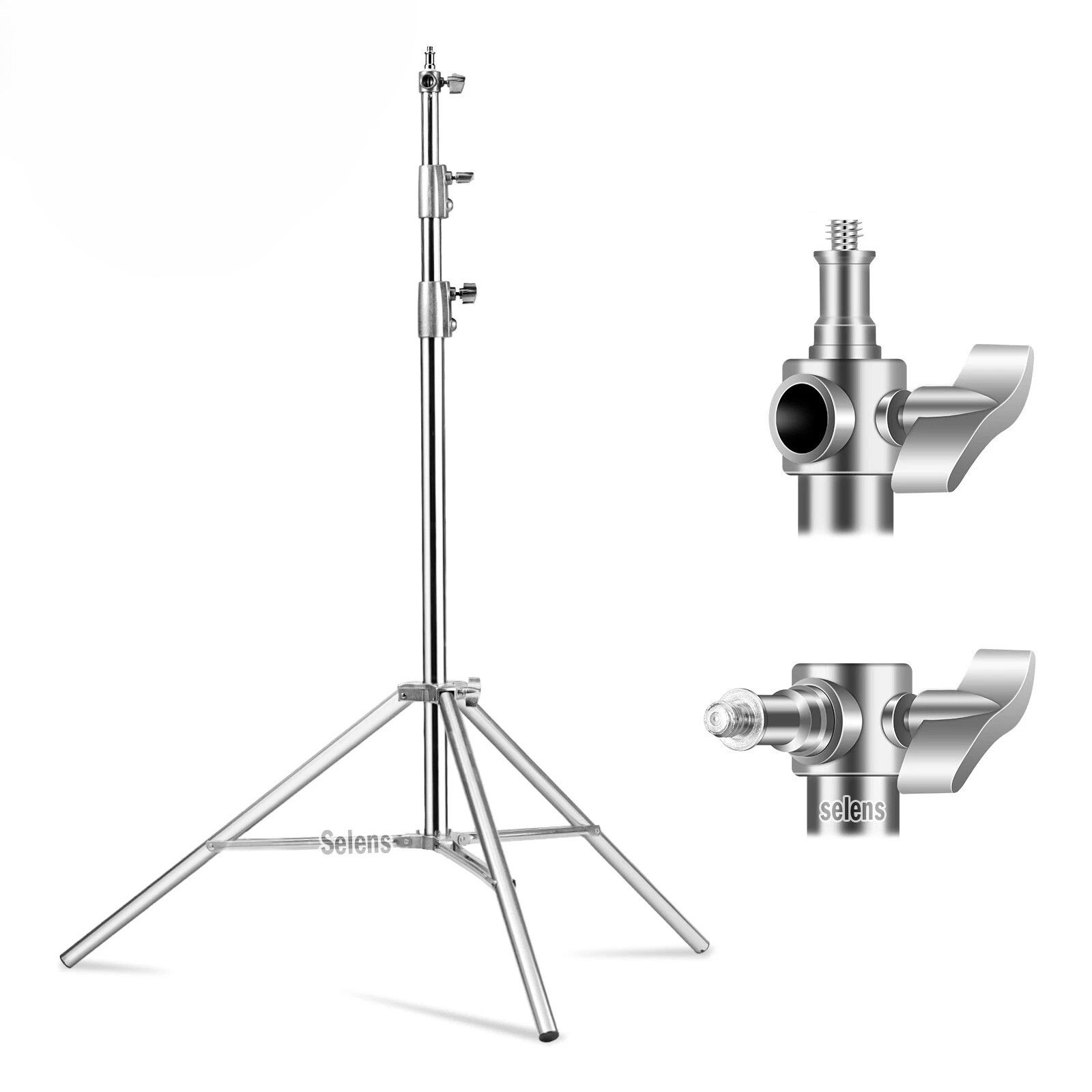 Stainless Steel Heavy Duty Light Stand, Tripod with Built-In Spring, Damped for Softbox & Flash Light, Adjustable Height
