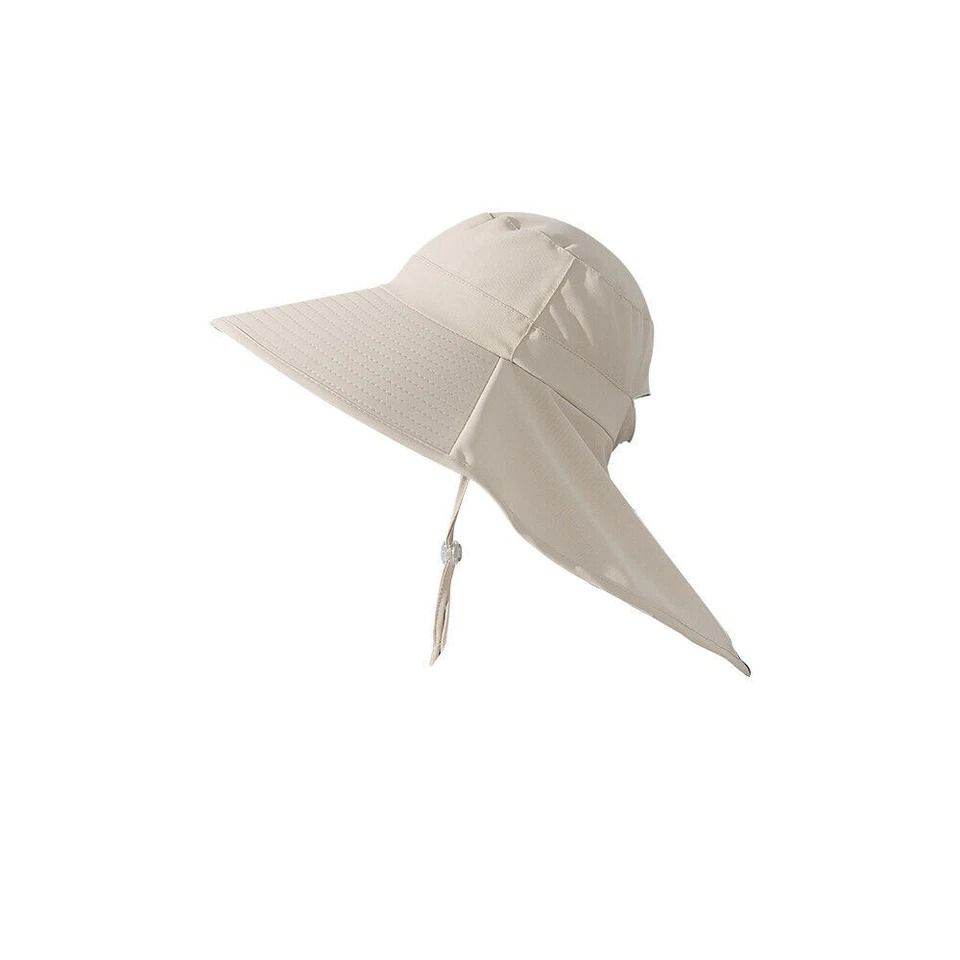 Wide Brim Sun Hat for Women, UV Protection Neck Flap, Adjustable Ponytail Cap for Outdoor Activities & Beach Wear