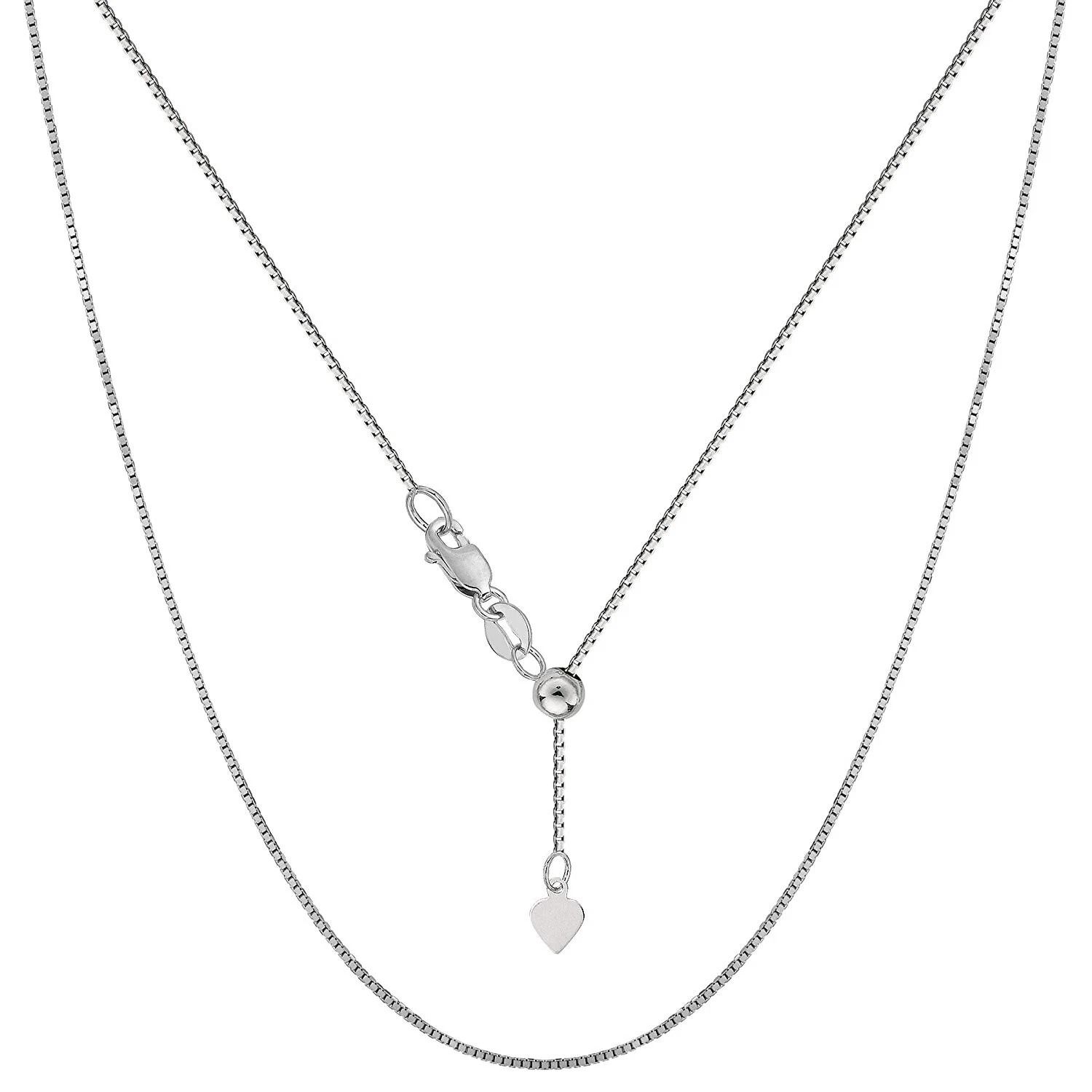 Sterling Silver Box Chain Necklace, Adjustable Bolo Closure, Solid Italian Silver, Hypoallergenic for Sensitive Skin