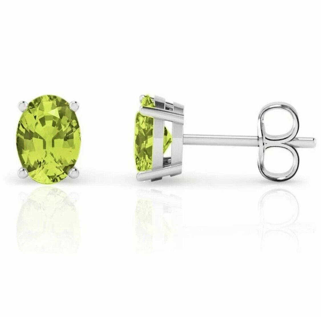 Blue Fire Opal Stud Earrings for Women, Solid Sterling Silver Round Peridot Oval Cut Earrings