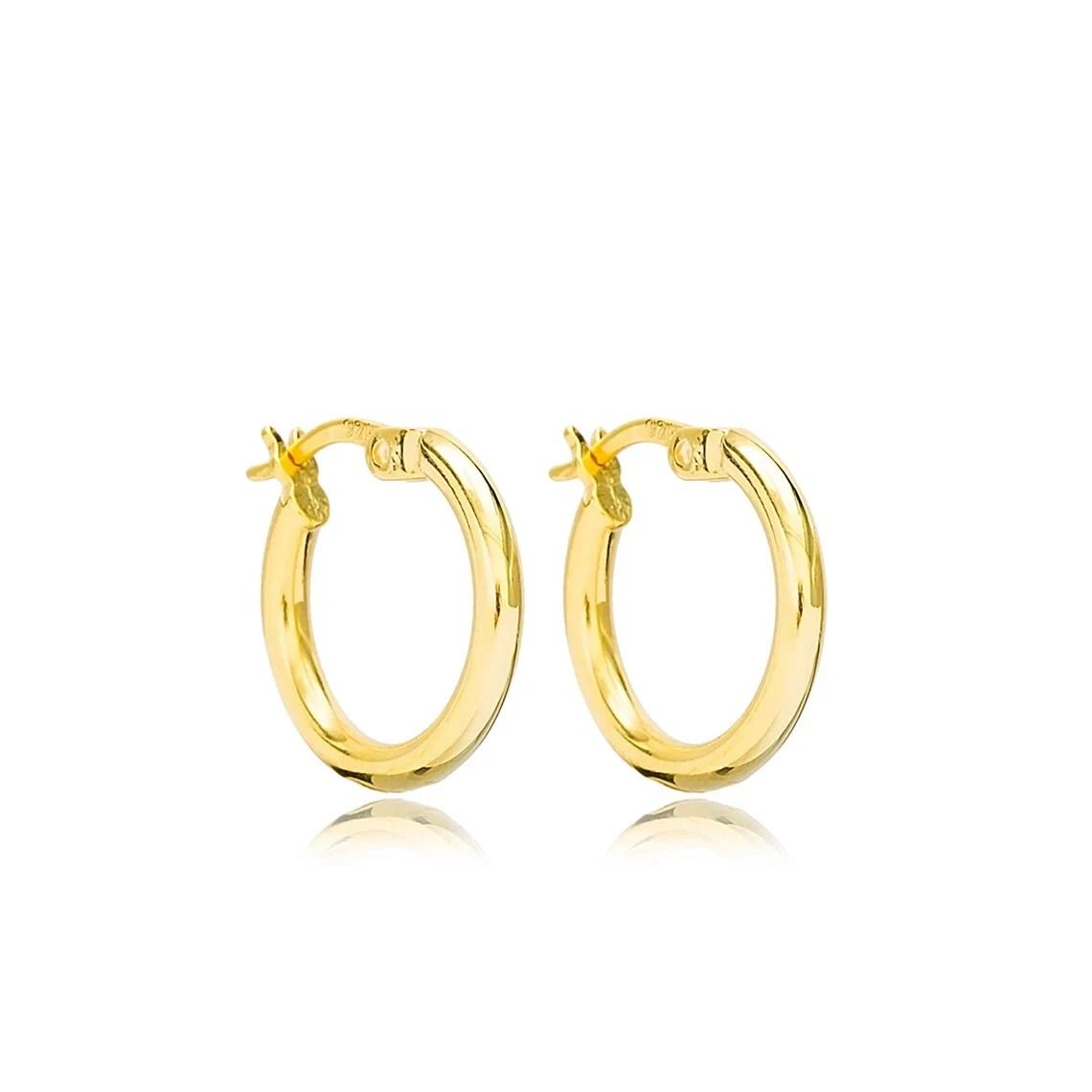 Sterling Silver Yellow Gold French Lock Hoop Earrings, Hoop, Stylish Earrings for Men and Women, Perfect Gift Idea