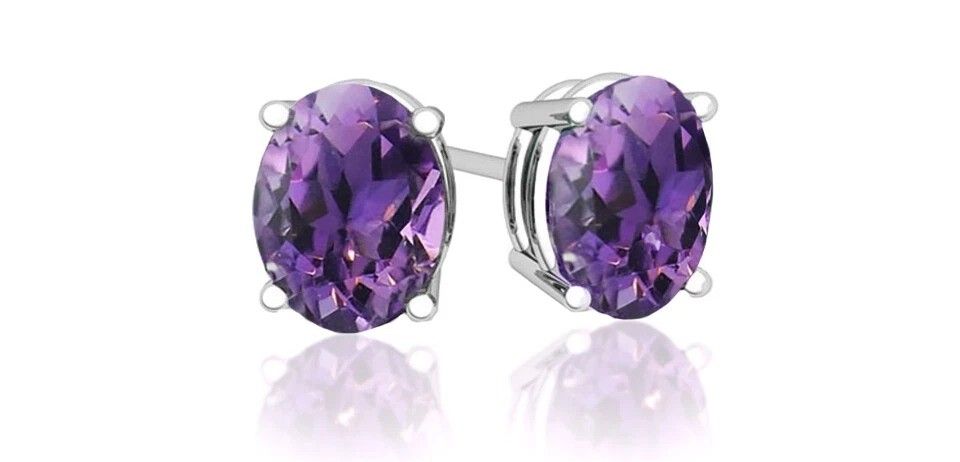 Cubic Zirconia Stud Earrings in Sterling Silver, Clear Amethyst CZ, Round & Square, 6mm, Perfect Gift for Women