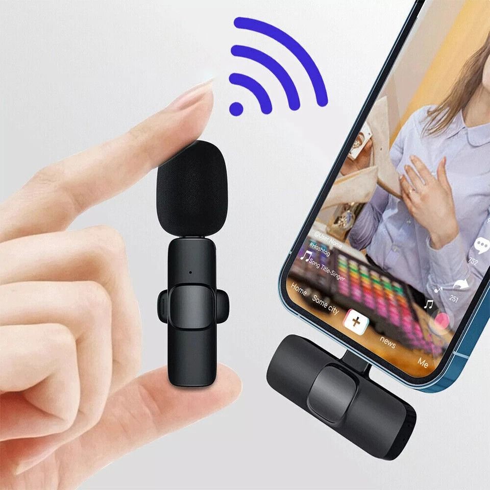 Wireless Lavalier Microphone for Android/iPhone High-Quality, Plug-and-Play Audio & Video Recording Mini Mic
