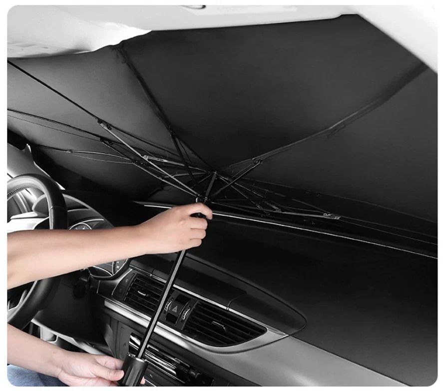 Car Windshield Sun Shade Umbrella Foldable Front Window Cover for Heat and UV Protection