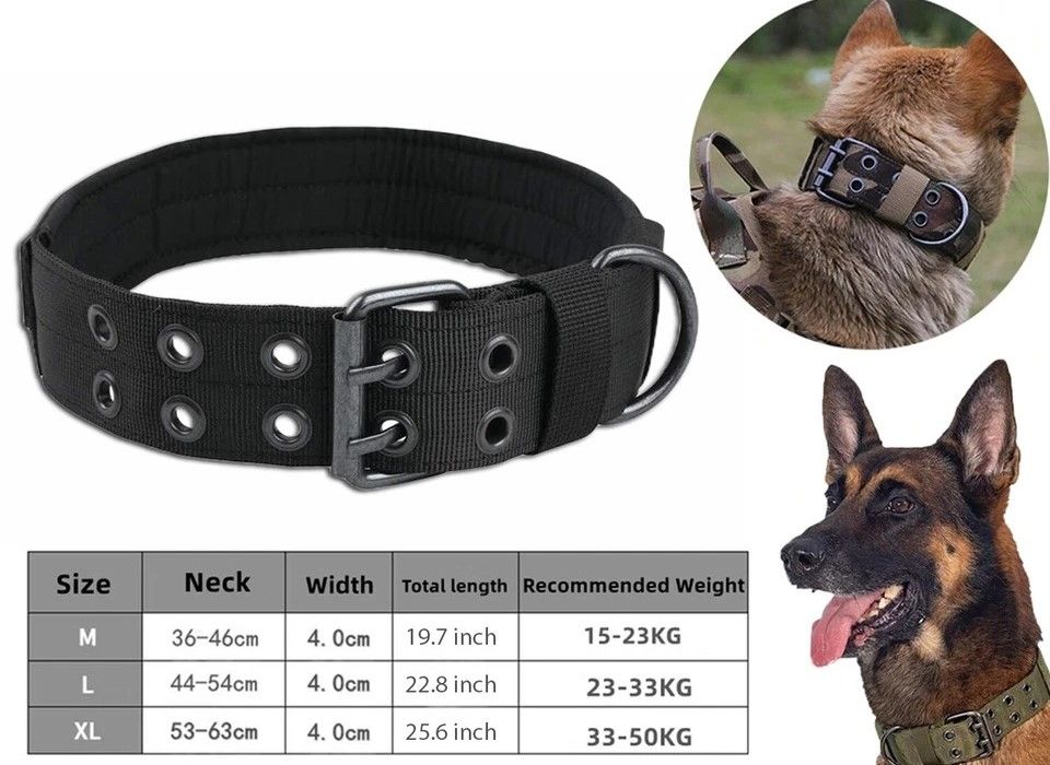 Heavy Duty Tactical Dog Collar for Large Breeds Military-Grade K9 Collar with Metal Buckle